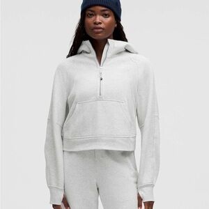 Lululemon Scuba Oversized Half-Zip Hoodie Light Grey Heather Cropped M/L